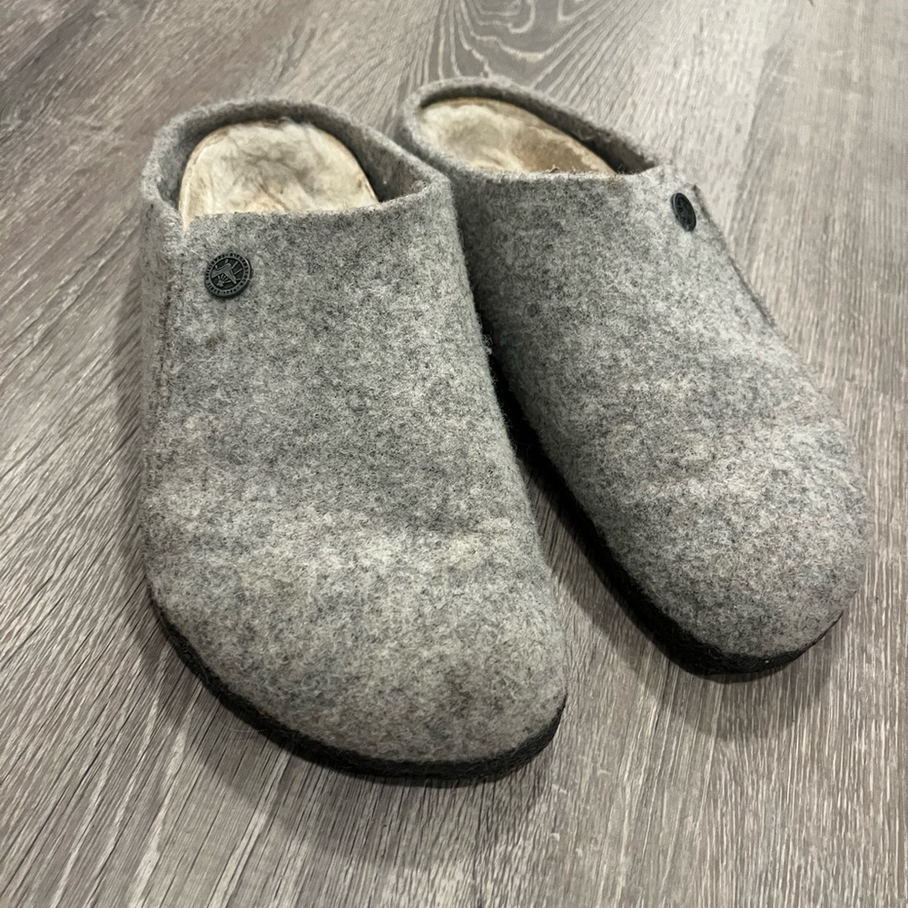 Birkenstock Zermatt Wool Felt Clog Light Gray Size 39 Fuzzy